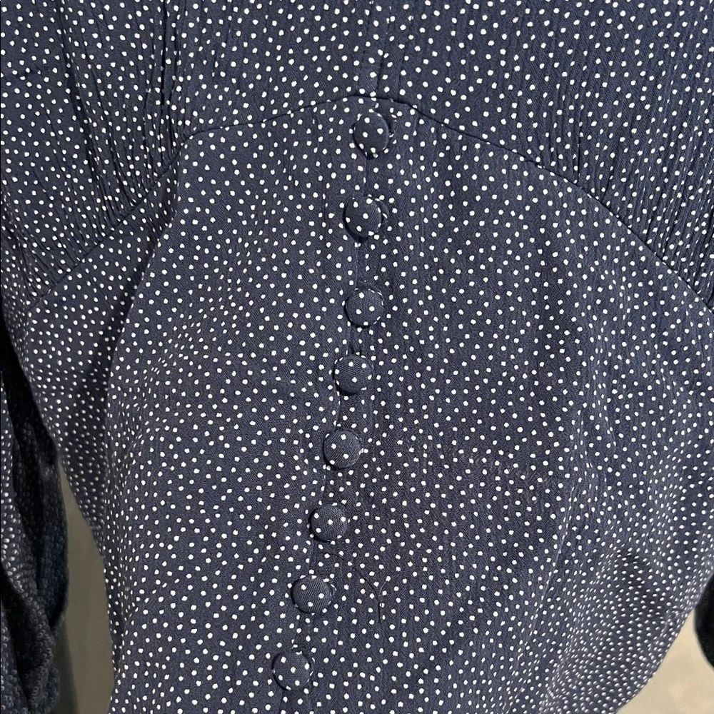 Abercrombie & Fitch Dark Blue Blouse with White Dots - Picture 4 of 7